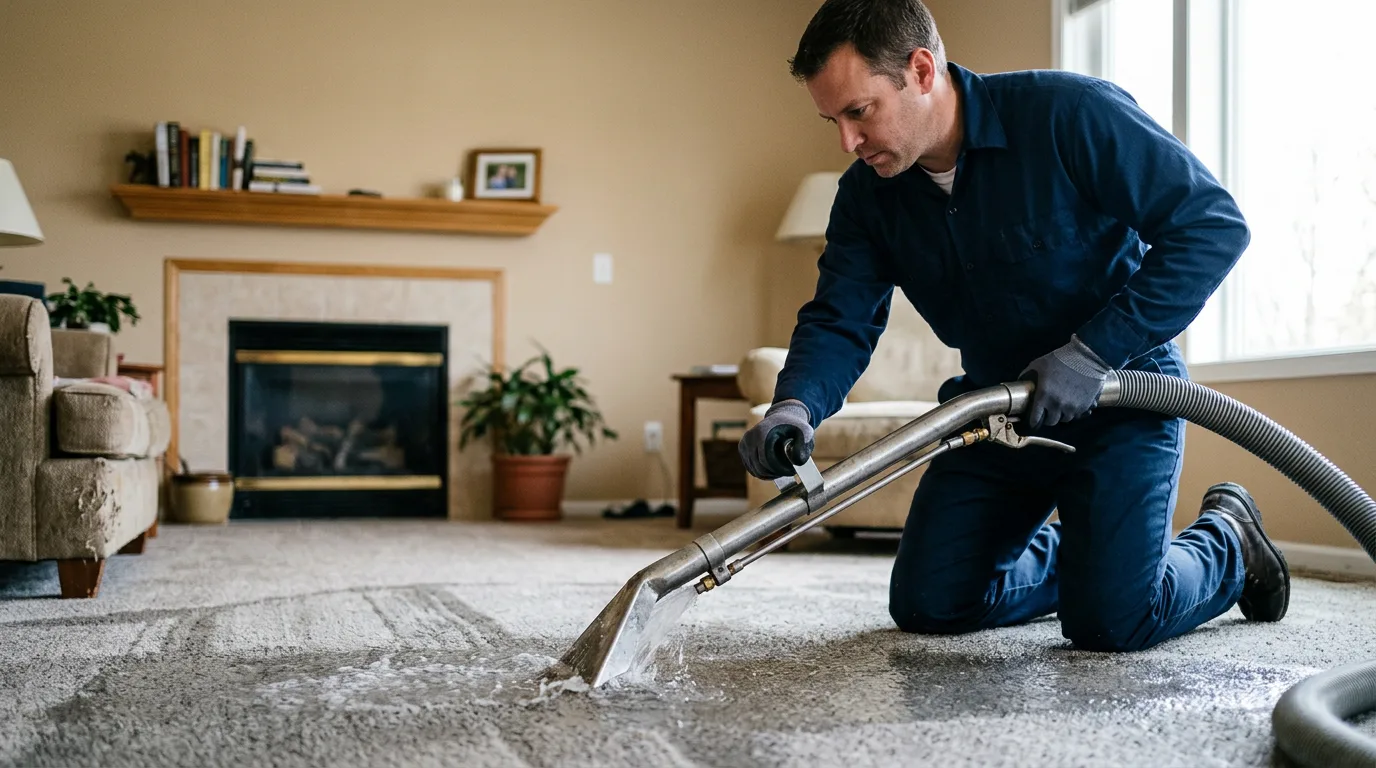 Water damage restoration technician working near Hamilton, GA